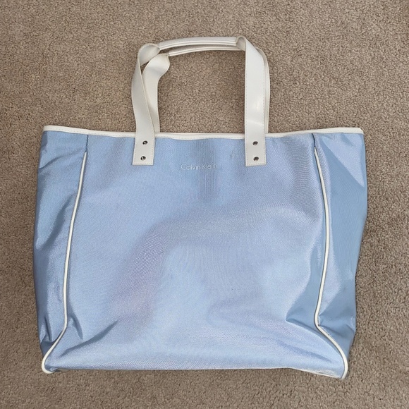 Calvin Klein Light Blue and White Tote Bag - Picture 1 of 4
